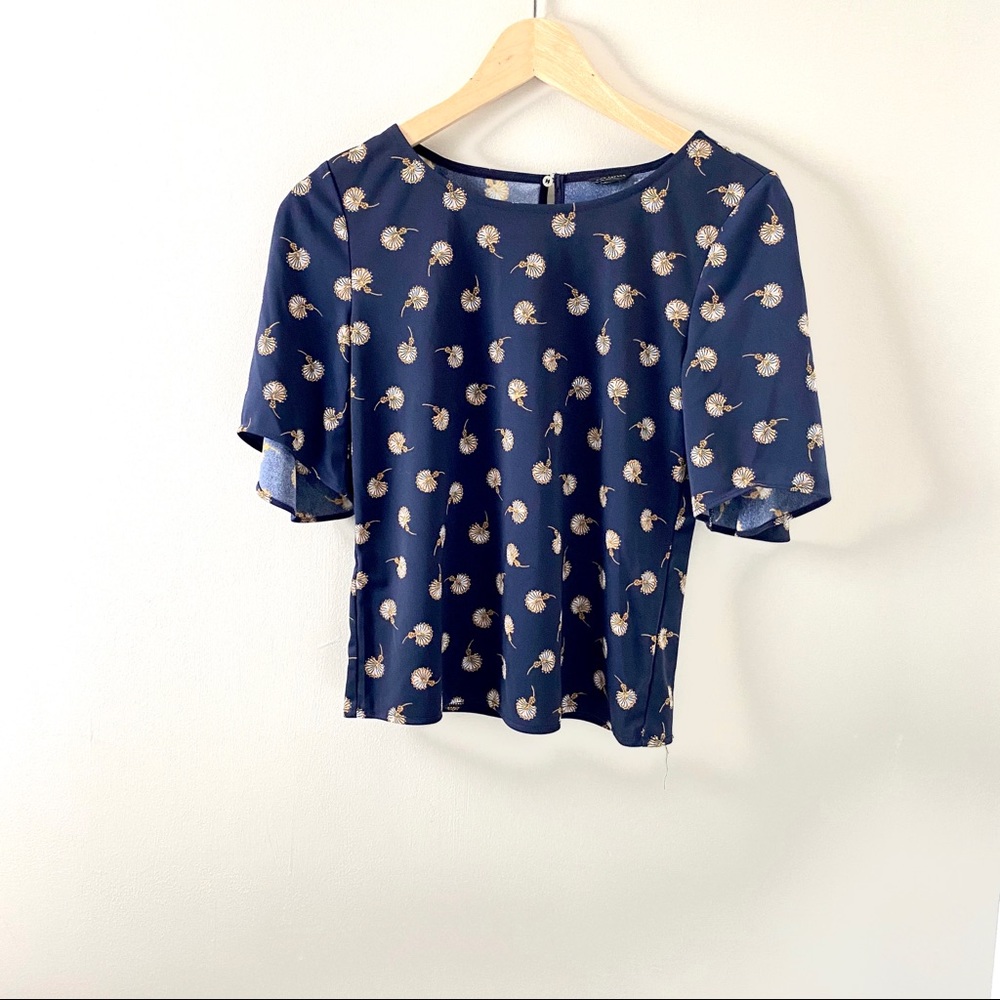 ANN TAYLOR womens top blue short sleeve petite - Picture 2 of 7